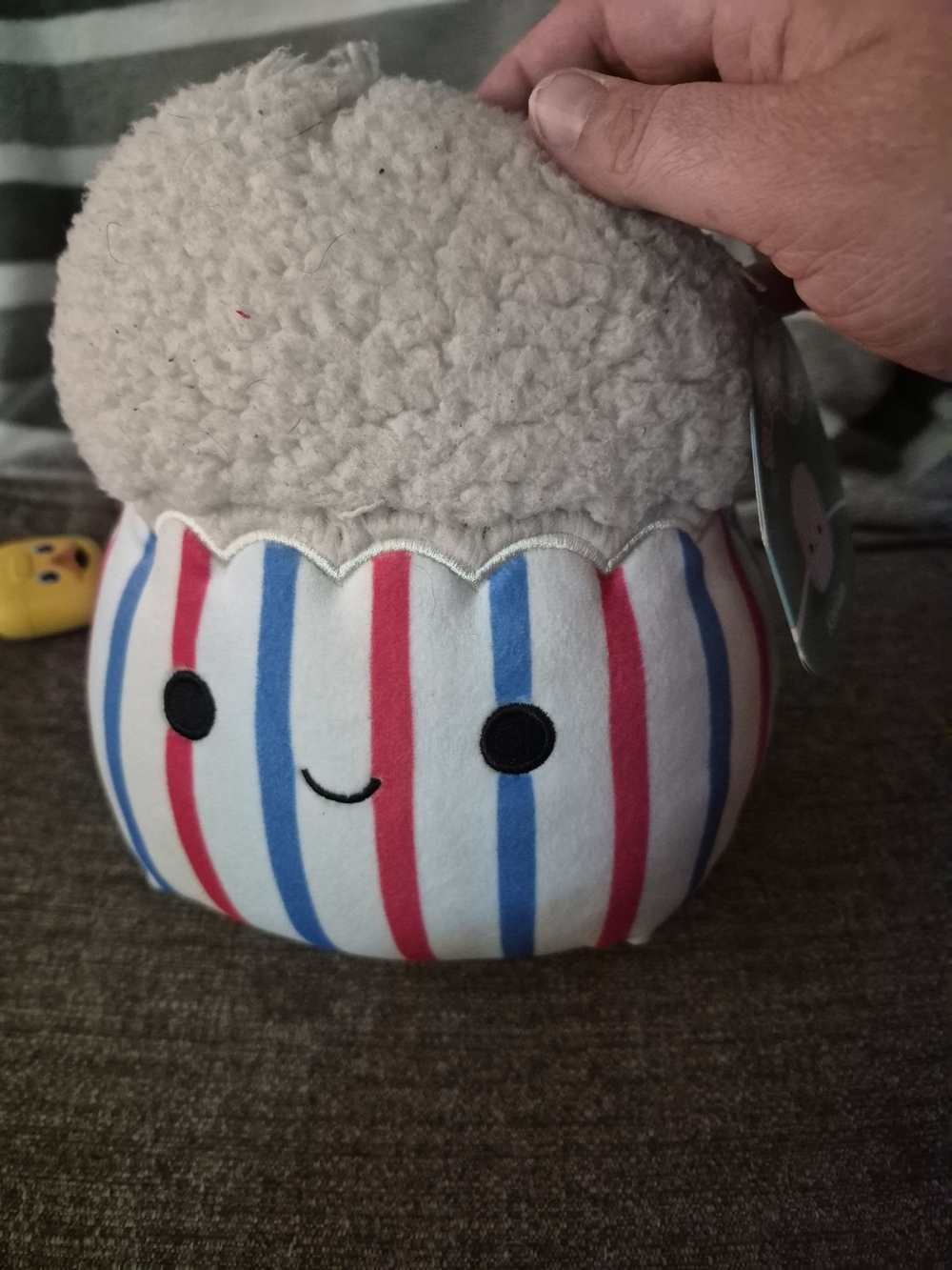 Kids Plush Popcorn Toy - Striped Blue & Pink